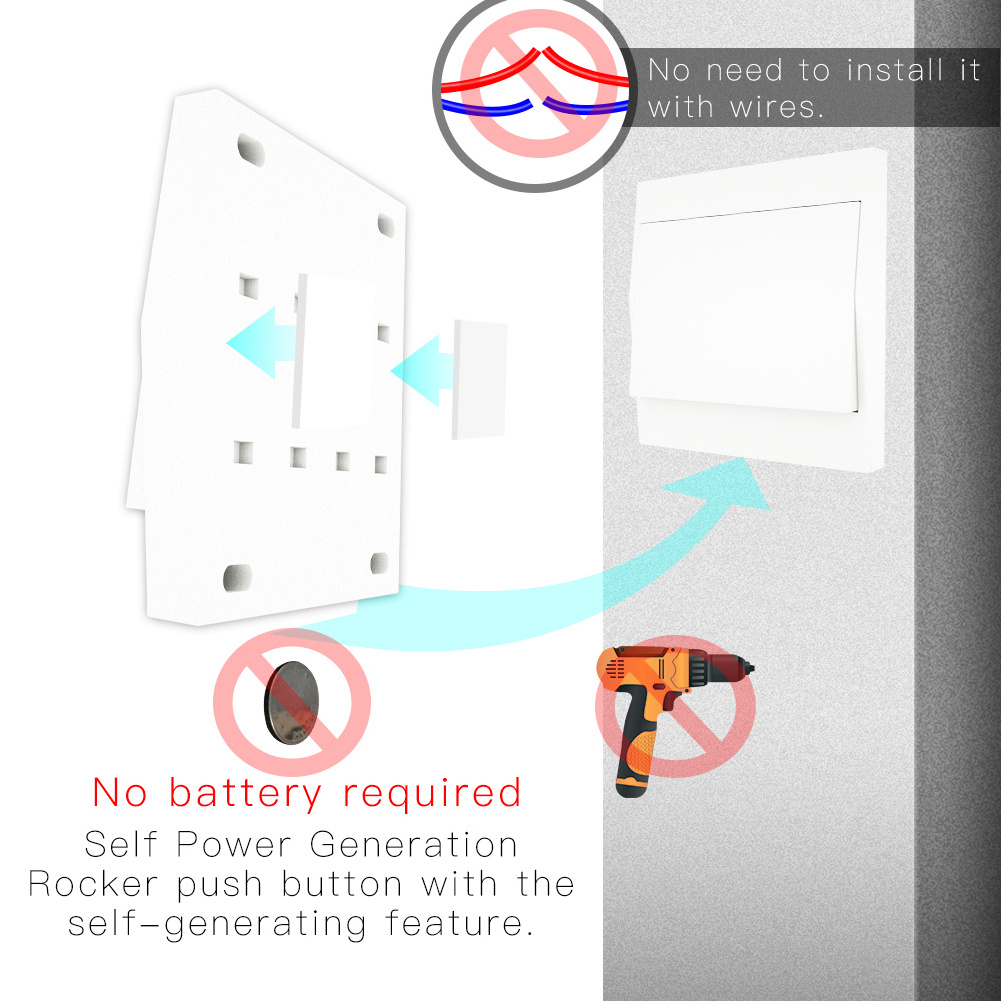 RF433 Wireless Self Powered Remote Control Smart Light Switch No Battery Needed Smart Home