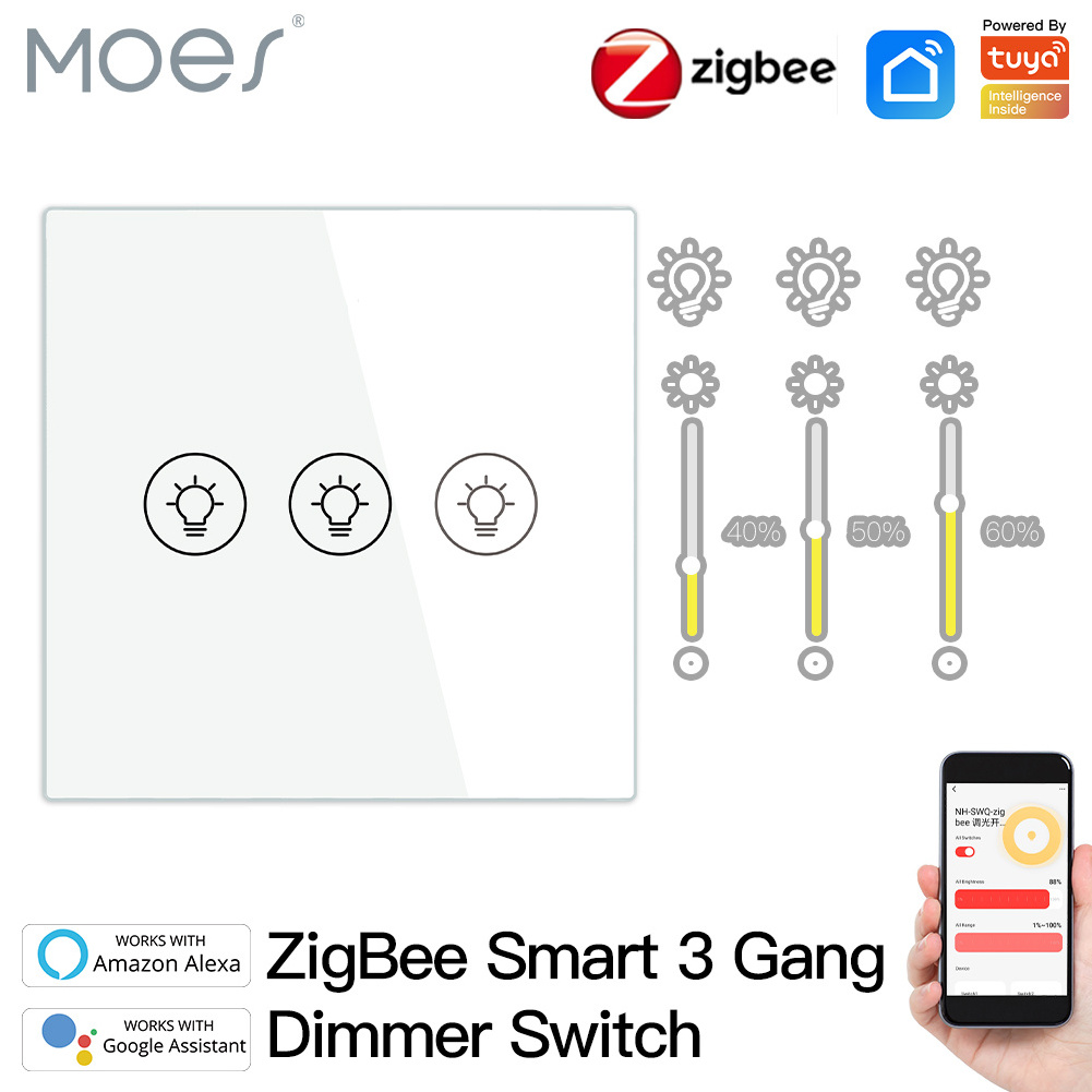 New ZigBee Multi-gang Smart Light Dimmer Switch Independent Control Smart Life/Tuya APP Relay Status Backlight Switch OFF