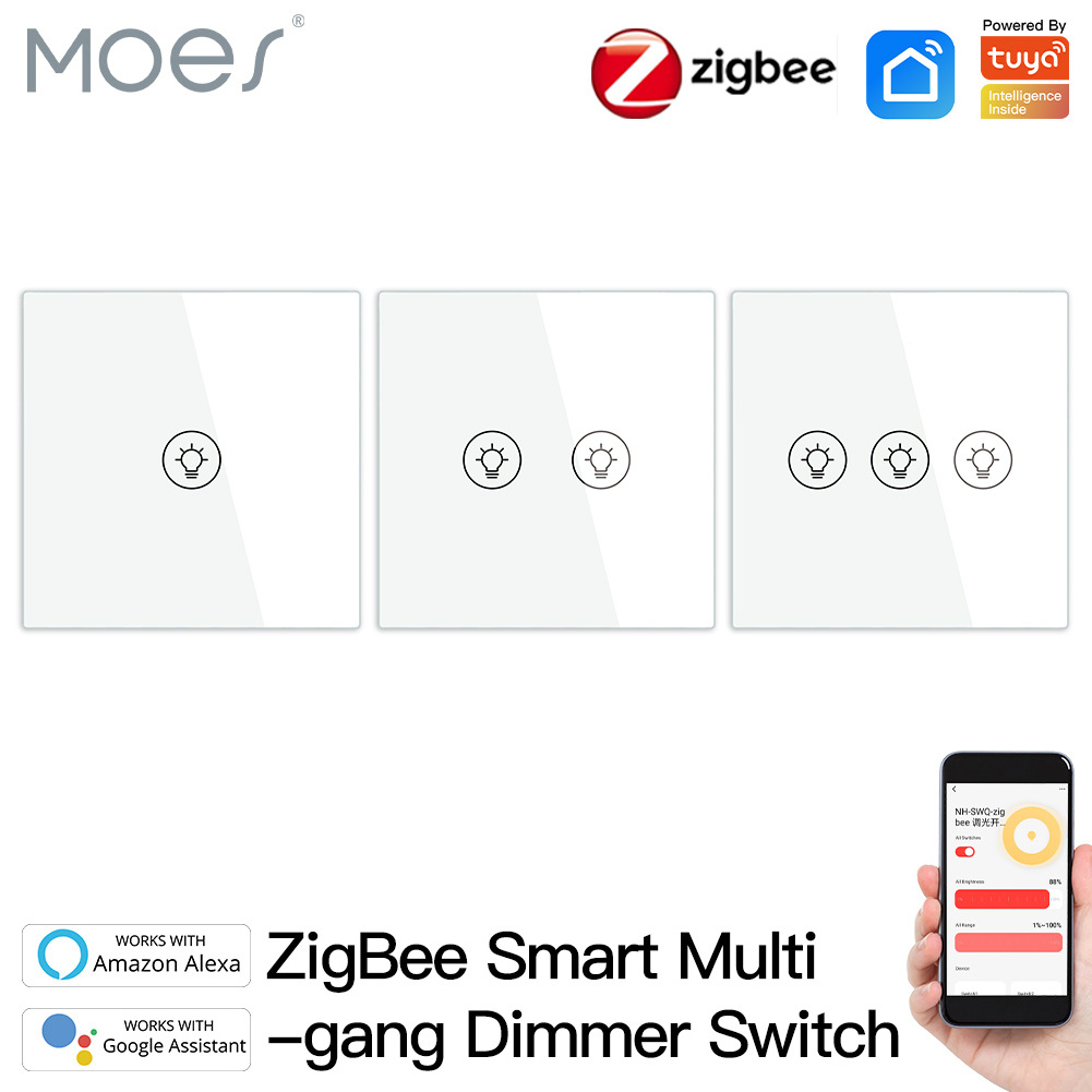 New ZigBee Multi-gang Smart Light Dimmer Switch Independent Control Smart Life/Tuya APP Relay Status Backlight Switch OFF