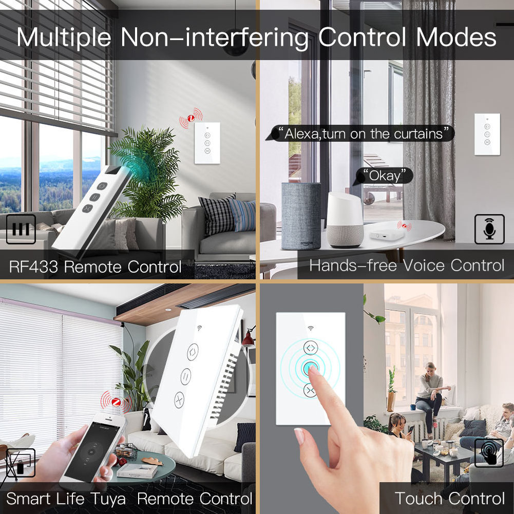 Zigbee Smart Curtain Switch for Curtain Motors RF433 Wireless Remote Control Tuya Smartlife Alexa Cortina Smart Home Automation