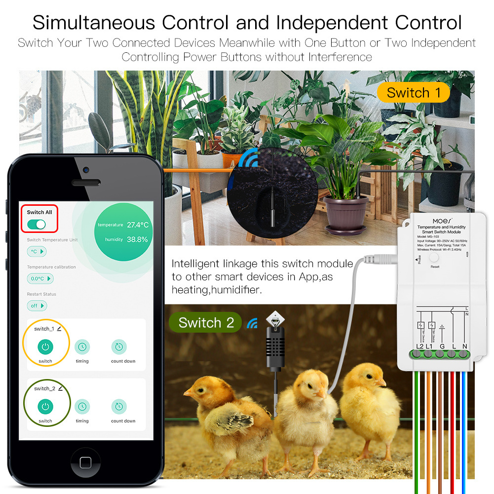 Animal husbandry equipment Temperature Sensors and Humidity Controller for Animal Feed Tuya Smart Wireless Remote Control MOES