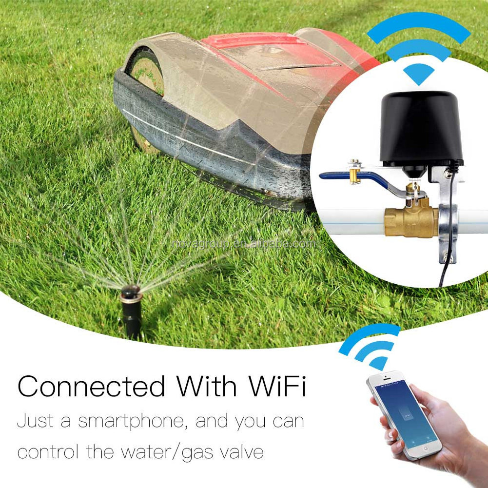 WiFi Smart Water Valve Gas Valve for Wireless Remote Control on iOS/Android phone Smartlife APP, Works with Alexa Acho