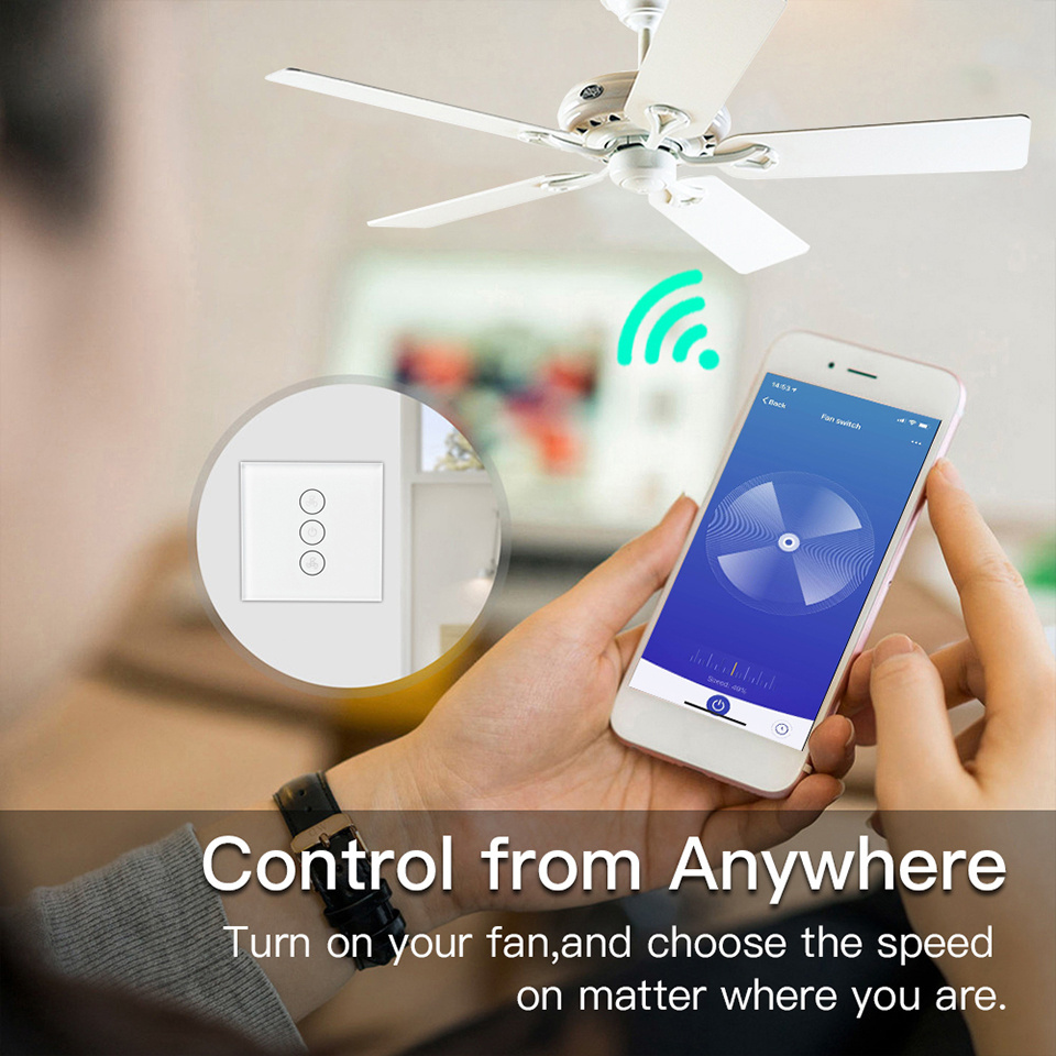 Timer and Speed Control WiFi Smart Ceiling Fan Wall Switch  Works with AmazonAlexa and Google Home No Hub Required