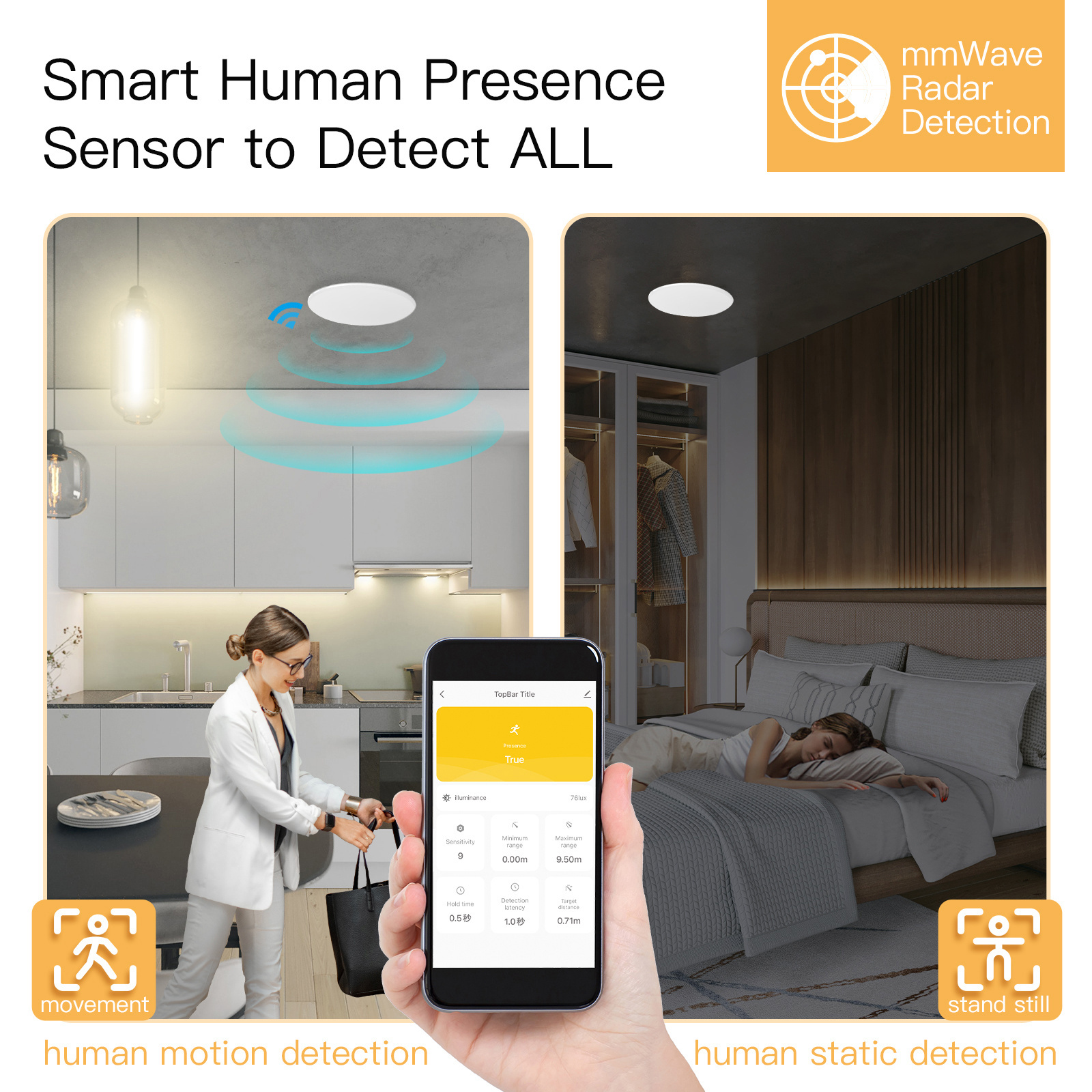 Tuya WiFi Smart Human Presence Detector Wave Radar Human Body Sensor