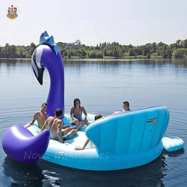 6 People's big inflatable peacock pool floating island water party floating hovercraft swimming ring toy