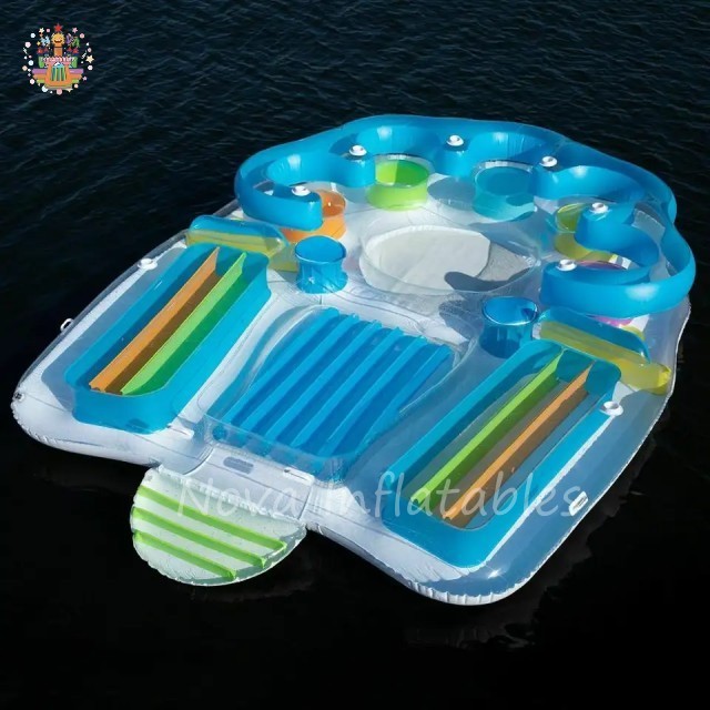 Big 6 Person Inflatable Raft Pool Tropical Tahiti Ocean Floating Island