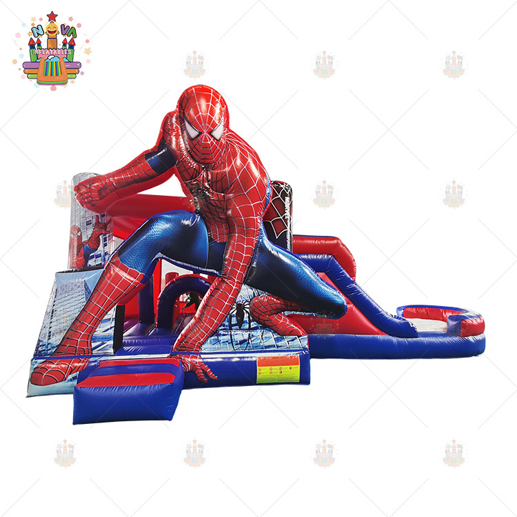 Commercial spider man inflatable castle with pool jumping bounce bouncy water slide spiderman inflatable bouncer house for kids