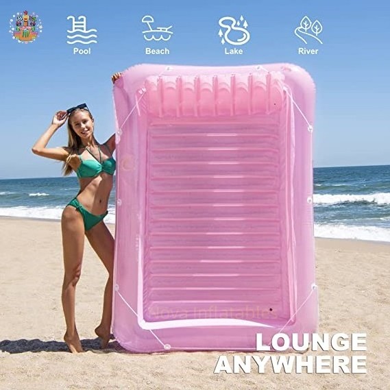 Inflatable Pool Lounger Raft Floats for Adults Blow Up Tanning Pool with Removable Pillow 4 in 1 Recliner  Floatie Toys