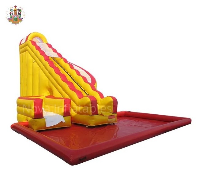 Commercial Rental Inflatable spin slide Water Slide With A Big Pool Long Slide For Adult