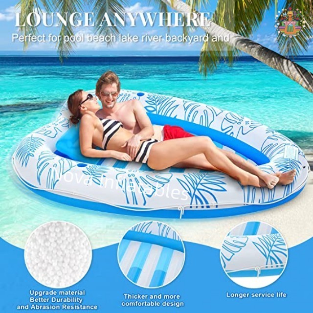 Large Pool Floats for Adults - Heart-Shaped Inflatable Tanning Pool Lounger Float | Inflatable Pool for Adults, Tanning Bed Mat