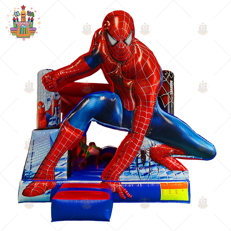 Commercial spider man inflatable castle with pool jumping bounce bouncy water slide spiderman inflatable bouncer house for kids