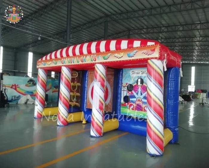 Customized 3 in 1 inflatable carnival booth game inflatable sport game inflatable concession tent for sale