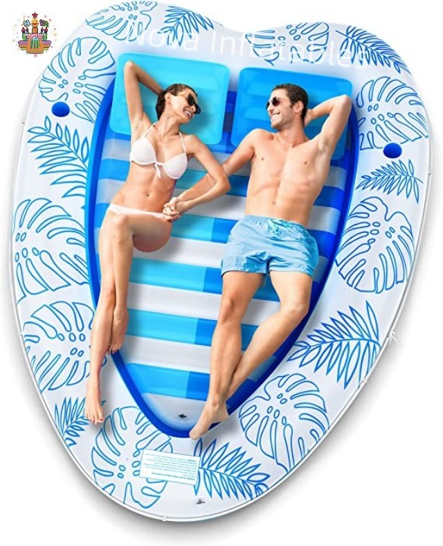 Large Pool Floats for Adults - Heart-Shaped Inflatable Tanning Pool Lounger Float | Inflatable Pool for Adults, Tanning Bed Mat