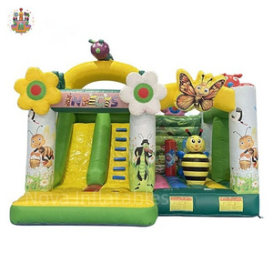 Insect themed children's inflatable bouncer bouncy jumping castle bounce house combo with slide for sale