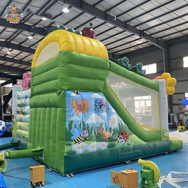 Insect themed children's inflatable bouncer bouncy jumping castle bounce house combo with slide for sale