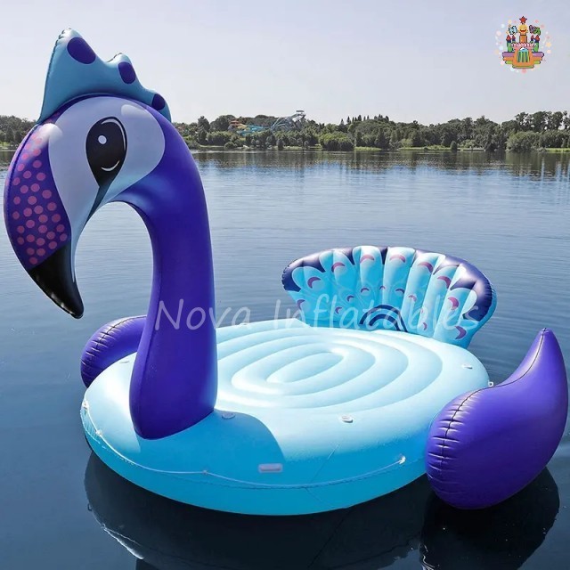 6 People's big inflatable peacock pool floating island water party floating hovercraft swimming ring toy