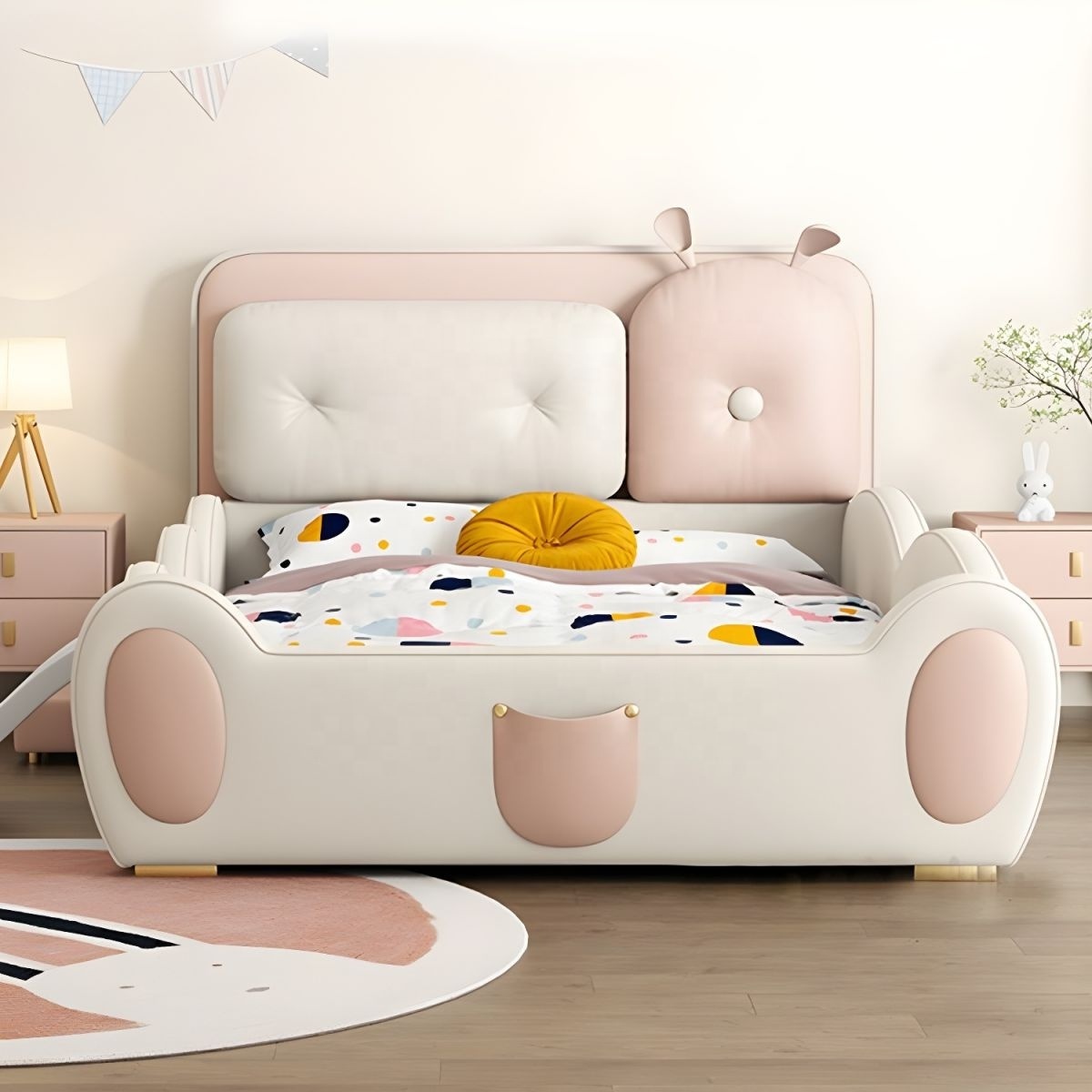 NOVA Luxury Cartoon Cat Design Modern Princess Dream Bed For Kids Girls Room Furniture Child Storage Bed With Slide