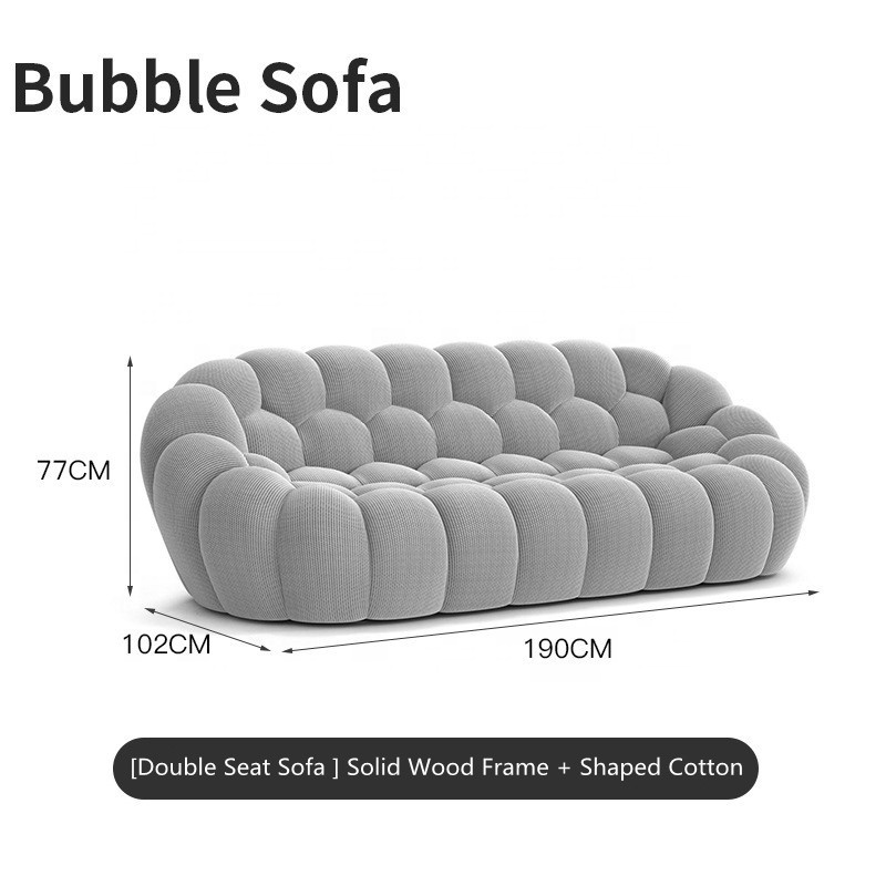 NOVA Modern Design Living Room Leisure Bubble Couch 3 Seat Sofa Seat White Fabric Modular Sofa Set Furniture