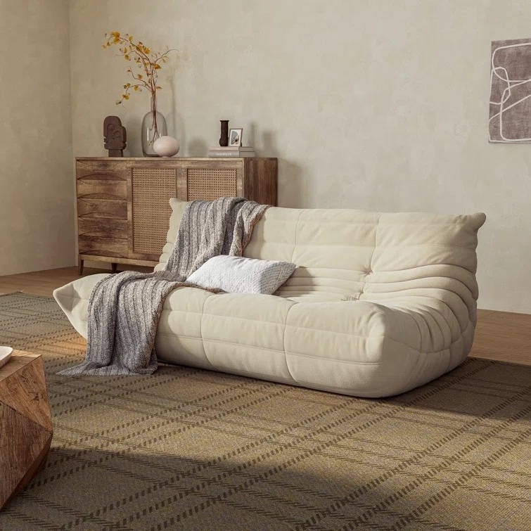 Nordic Style Minimalist Living Room Couch Tatami Floor Sofa Chair Fabric Modular Loveseat Sofa