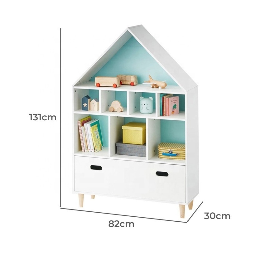 NOVA House Shape Toddler Bookshelf Wooden Children Storage Cabinet Modern Design Kids Bookcases For Nursery Storage Furniture