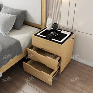 Nova New Intelligent Bedroom Furniture Led Bedside Table With Usb Interface Security Fingerprint Lock Smart Nightstand