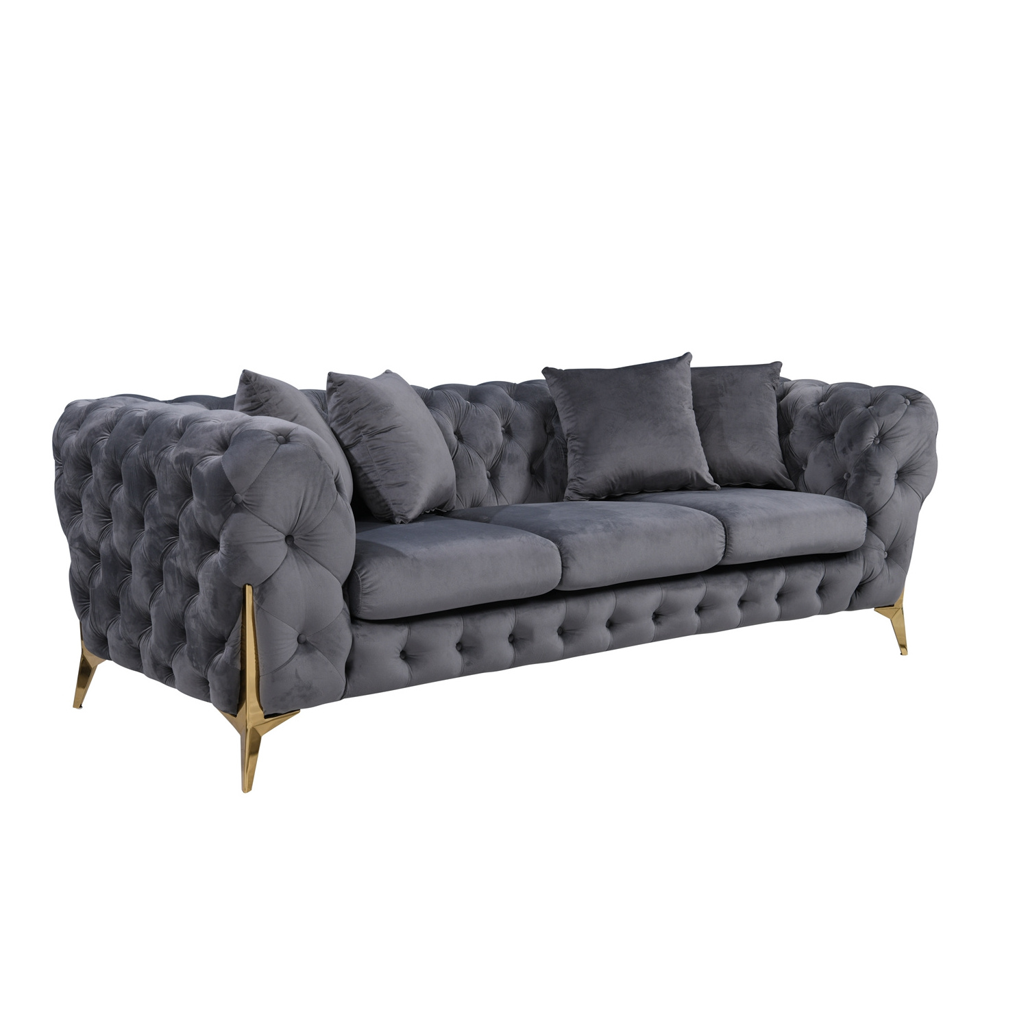 NOVA Blue Royal Classical 3-Seater Sofa Set Luxury Living Room Furniture Italian Fancy Large Velvet Fabric Couches Sofa