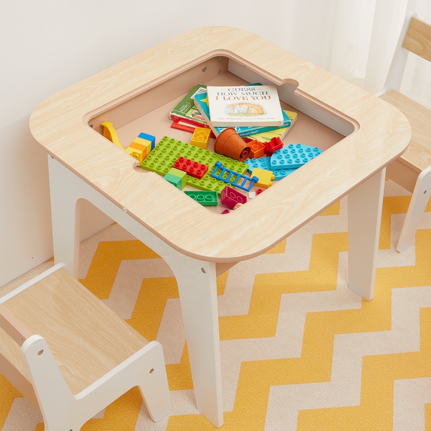 NOVA Modern Kindergarten Furniture Wooden Kids Toys Storage Table Chairs Painting Read Art Playroom Activities Table And Chairs