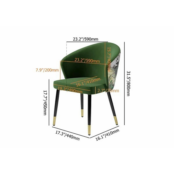 NOVA Carbon Steel Legs Green Fashion Velvet Fabric Art Deco Dining Room Upholstered Restaurant Chair For Villa