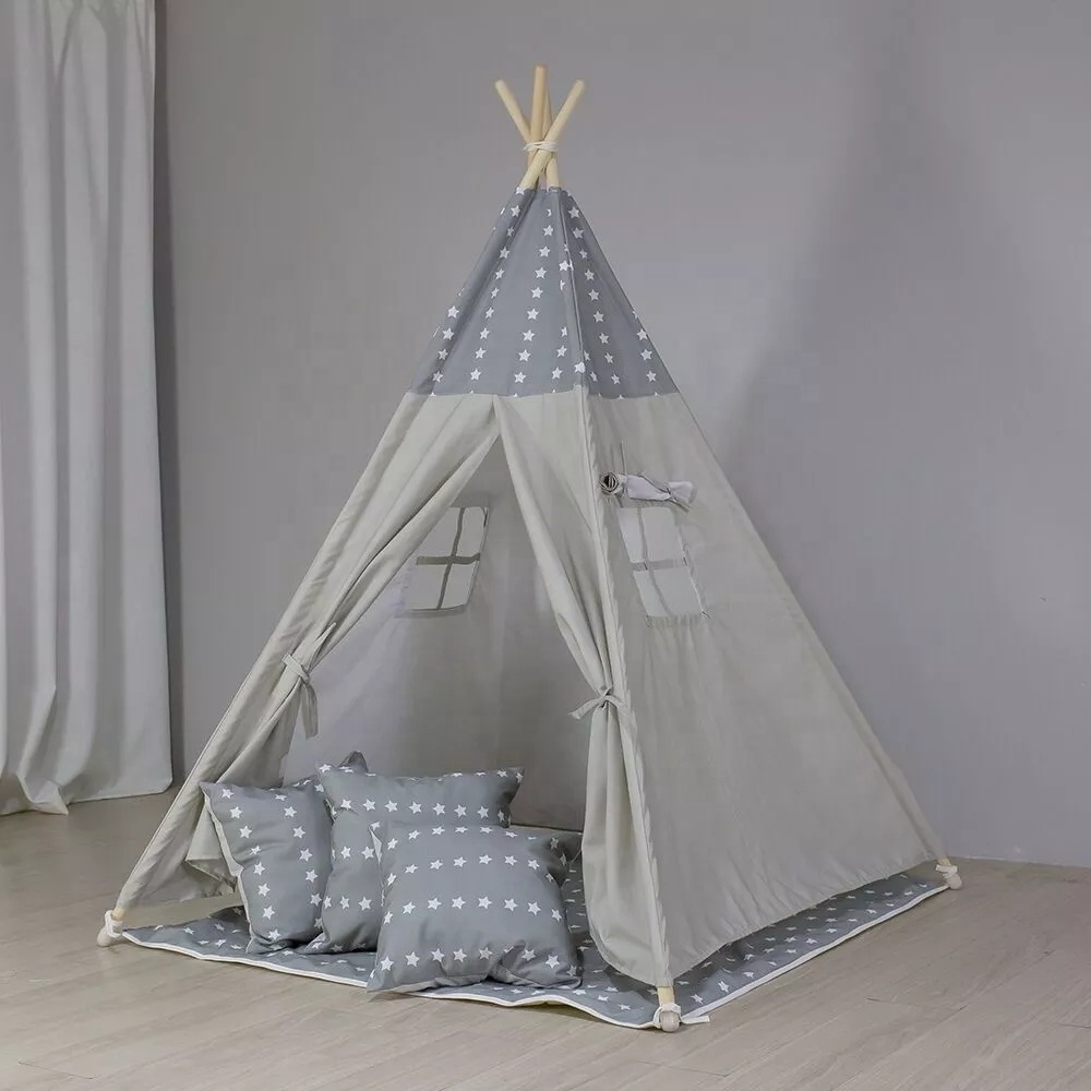 NOVA Indoor Baby Kids Room Play Tent Decor Fabric Covers Children Teepee Tents Canopy Toy Reading Nook Daycare Teepee Wood Frame