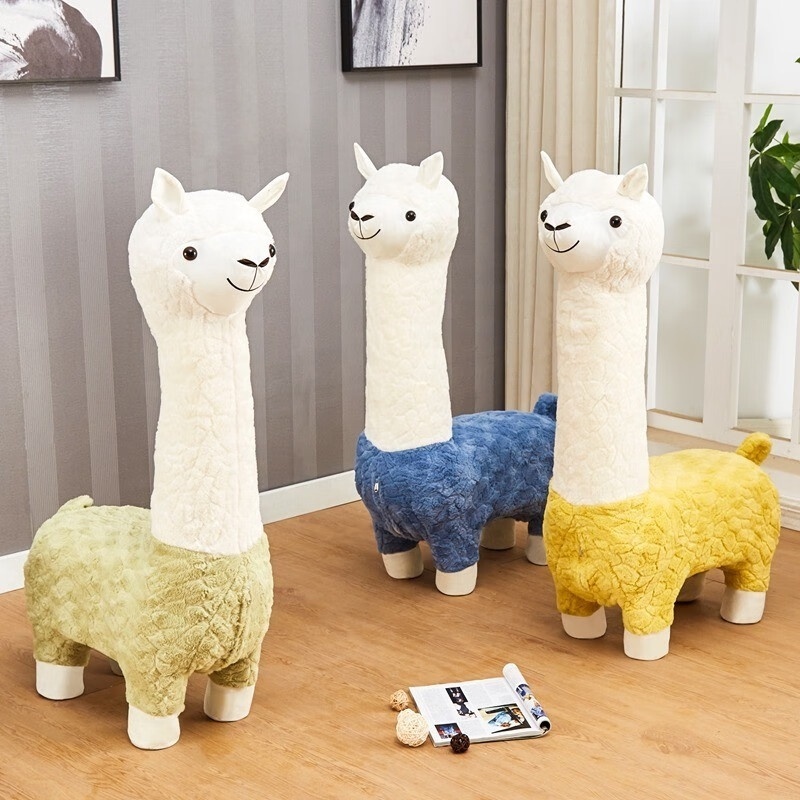 NOVA Modern Design Animal Shape Lazy Leisure Chair Wood Living Room Furniture Mini Cute Cartoon Alpaca Kids Play Room Sofa Chair