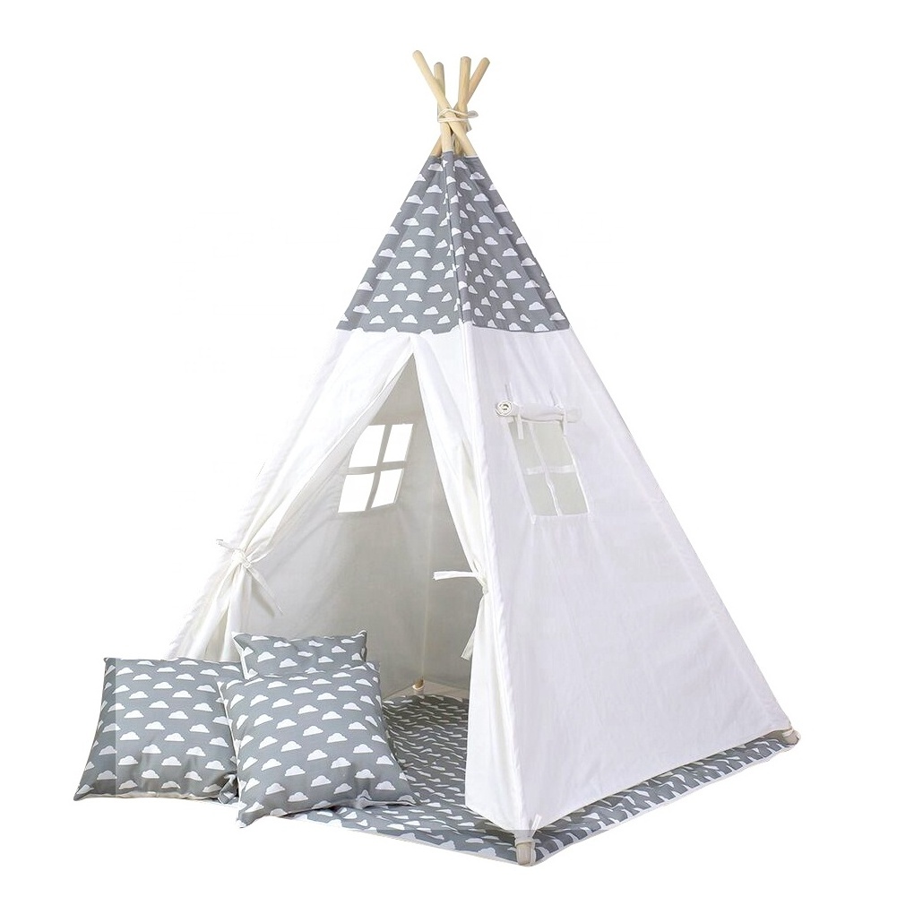 NOVA Indoor Baby Kids Room Play Tent Decor Fabric Covers Children Teepee Tents Canopy Toy Reading Nook Daycare Teepee Wood Frame