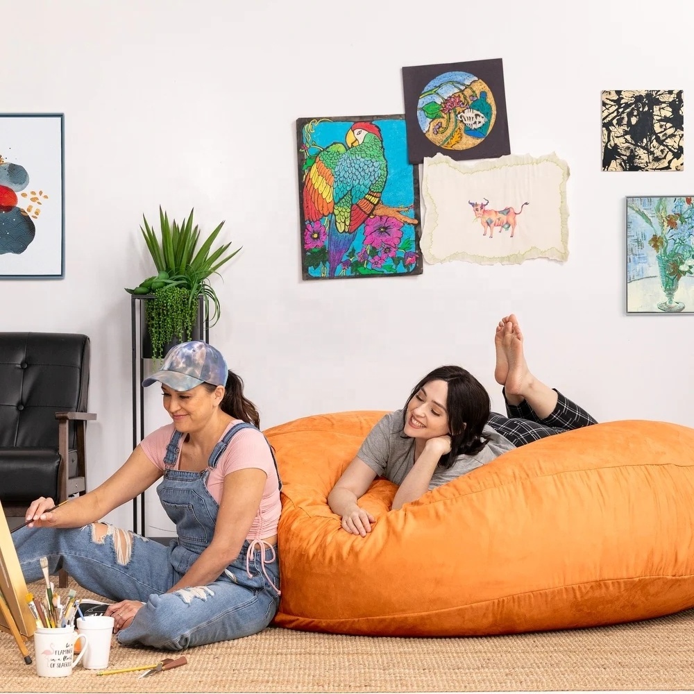 NOVA Wholesale Giant Bean Bag Sofas Cover Beanbag Chair Soft With Linen Fabric Bean Bag Cover Chair For Adult And Kids