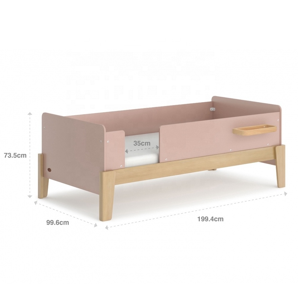 NOVA NOAD004 Pink Kids Girls Guarded Sleeping Single Bed 3-6 Years Customize Children Bedroom Wooden Toddler Bed