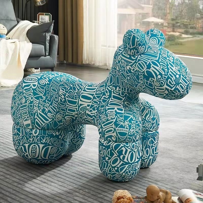 NOVA Nordic Fashion Design Cute Pony Chair For Living Room Furniture Fabric Kids Pony Seat Animal Shape Lazy Sofa Chair