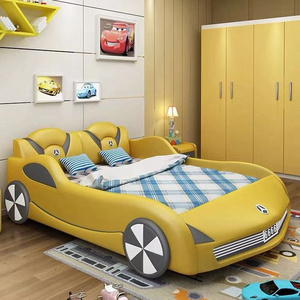 Nova New Design Children's Bedroom Furniture With Lights And Bluetooth Sound kids Car Bed PU Leather Upholstered Bed