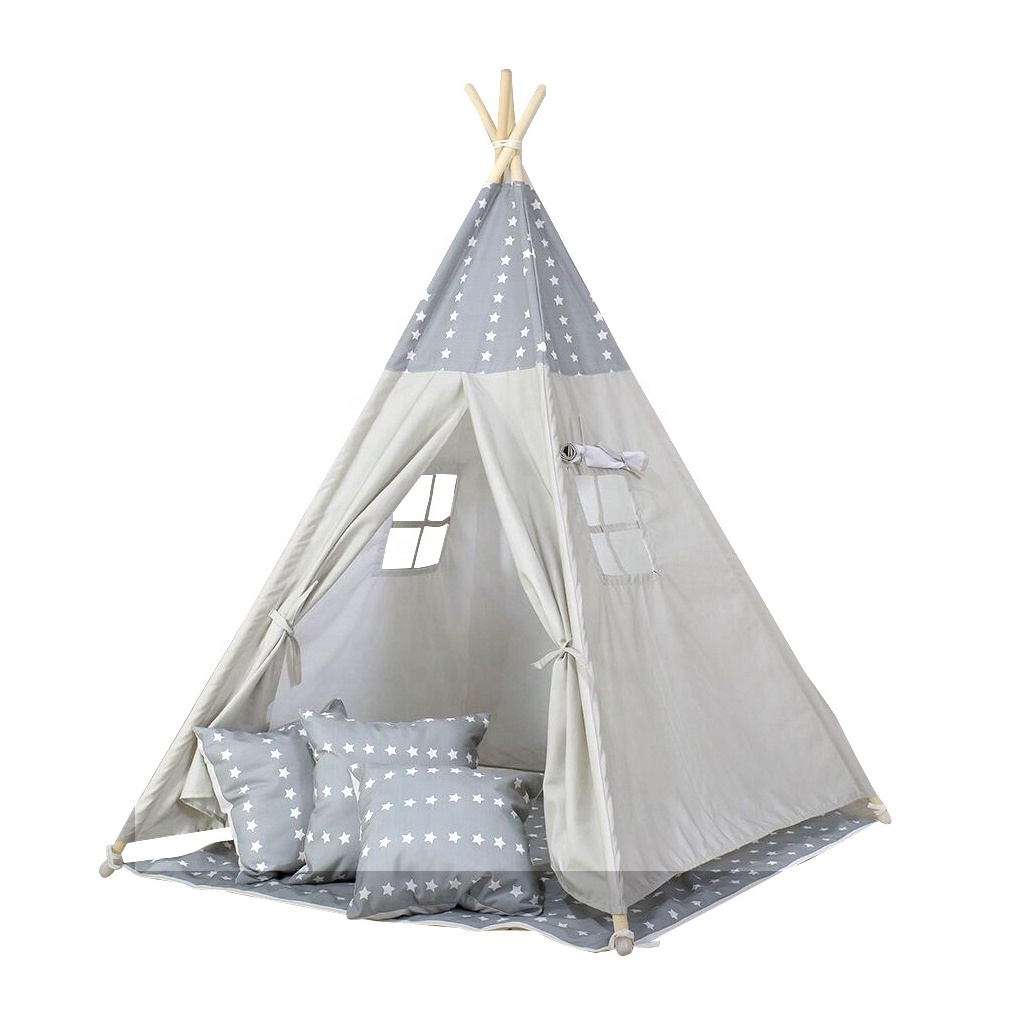 NOVA Indoor Baby Kids Room Play Tent Decor Fabric Covers Children Teepee Tents Canopy Toy Reading Nook Daycare Teepee Wood Frame