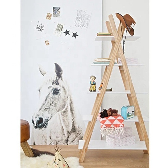 NOVA Modern Design Teepee Shaped Bookshelf For Kids Bedroom Furniture Toddler Toys Display Cabinet Wooden Children Bookcases