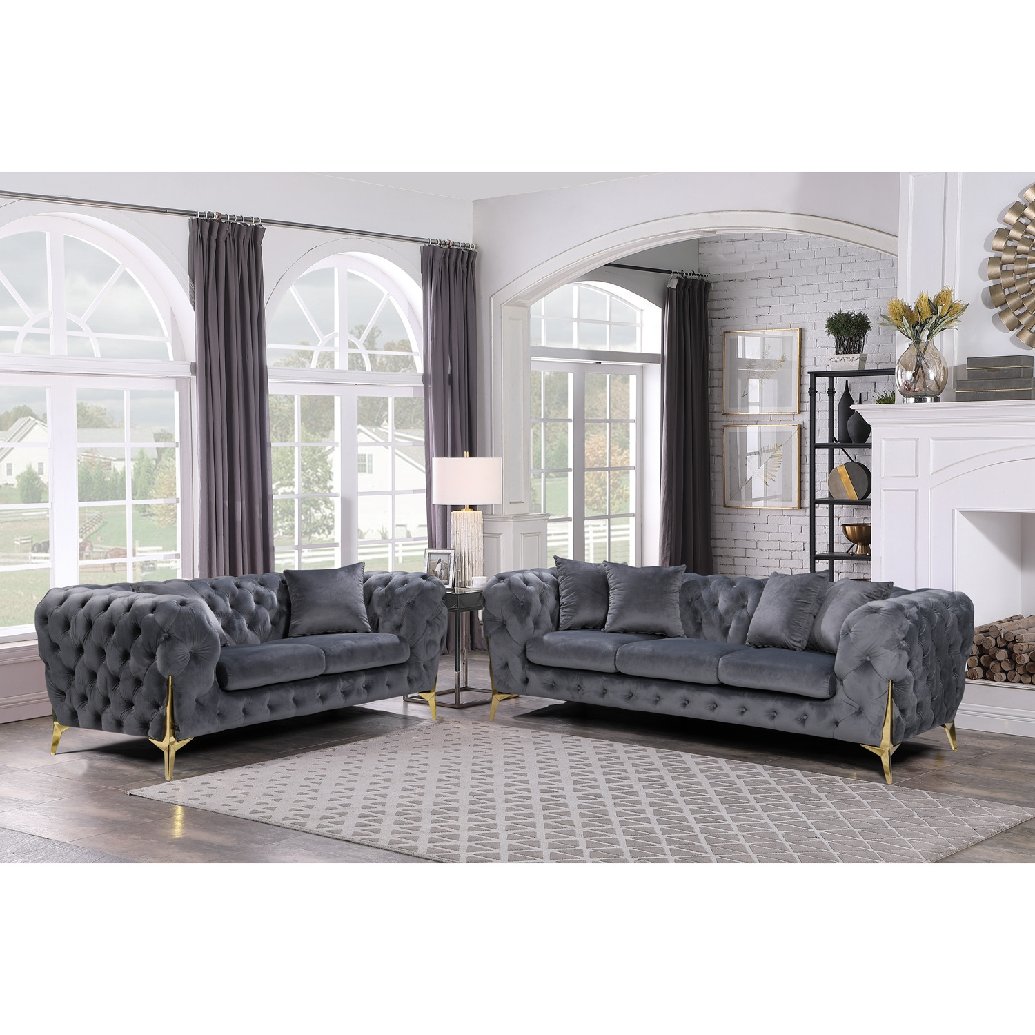 NOVA Blue Royal Classical 3-Seater Sofa Set Luxury Living Room Furniture Italian Fancy Large Velvet Fabric Couches Sofa