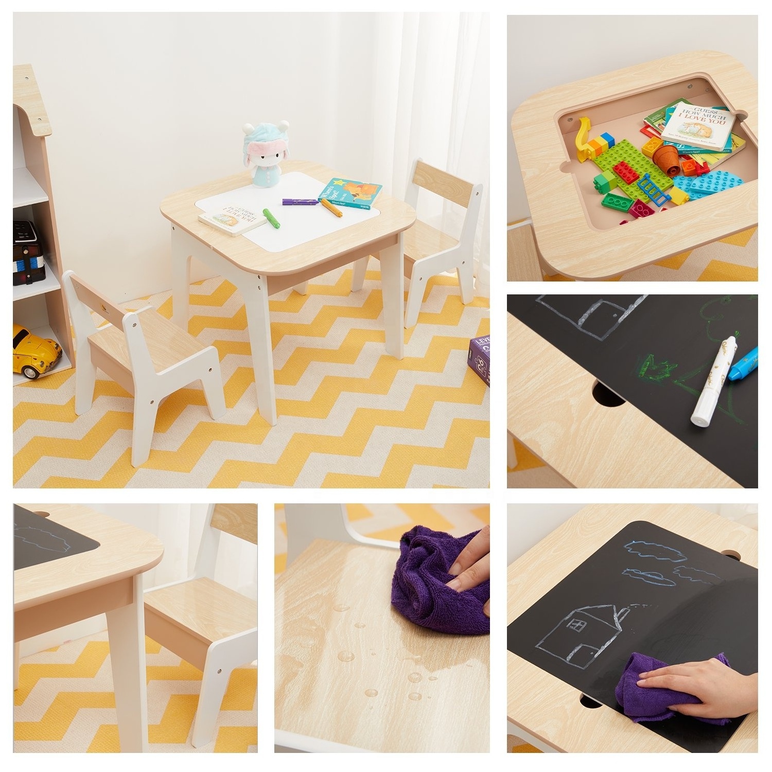 NOVA Modern Kindergarten Furniture Wooden Kids Toys Storage Table Chairs Painting Read Art Playroom Activities Table And Chairs