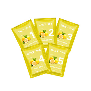 Lemon Foot Spa Pedicure Set 5 in 1 Sugar Scrub Foot Mask Pedicure Spa Kit 5 Set for Salon