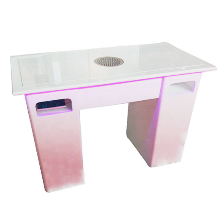 Modern Nails Table Salon Manicure Furniture Marble Nail Tables and Chairs Sets with Dust Collector and Led Light