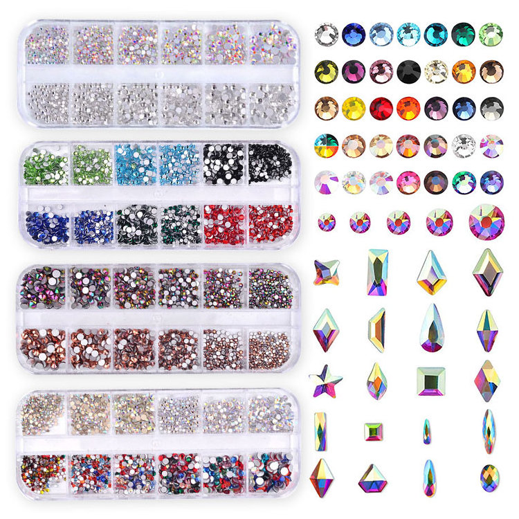 Wholesale Bulk Glue 3D Accessory Press on False Nails Decorations Crystals Diamond Nail Art Rhinestone