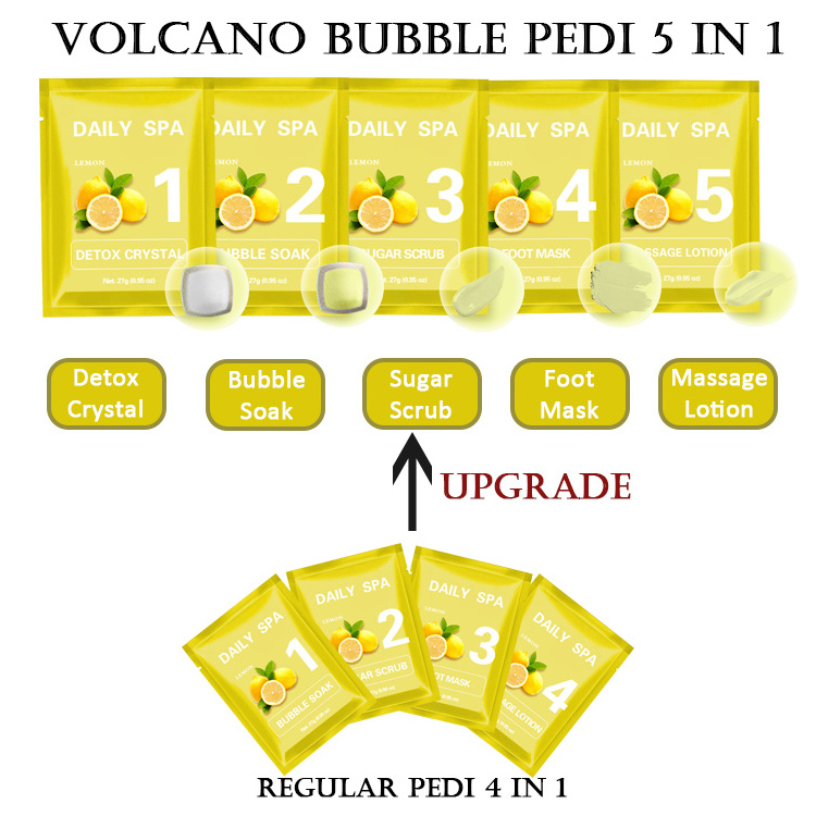 Lemon Foot Spa Pedicure Set 5 in 1 Sugar Scrub Foot Mask Pedicure Spa Kit 5 Set for Salon