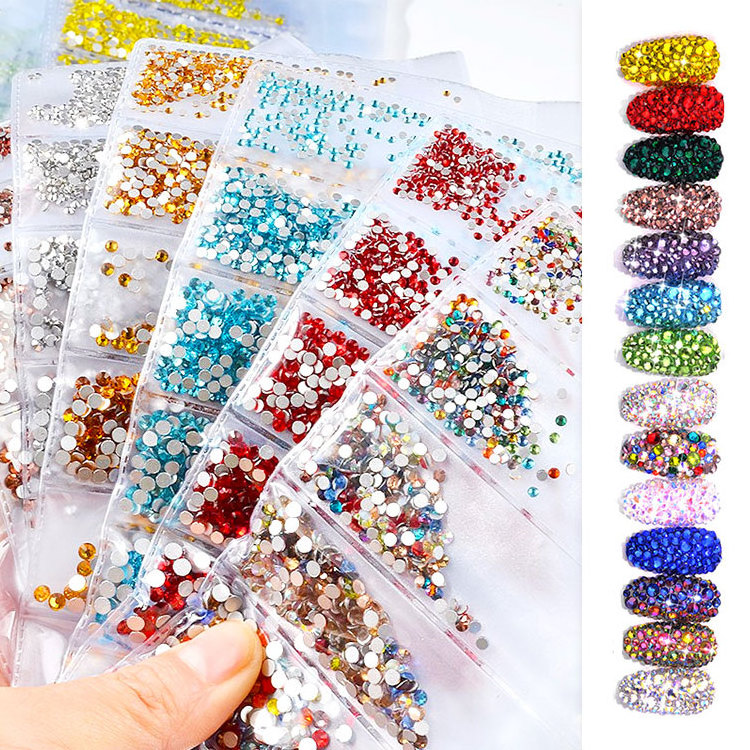 Wholesale Bulk Glue 3D Accessory Press on False Nails Decorations Crystals Diamond Nail Art Rhinestone