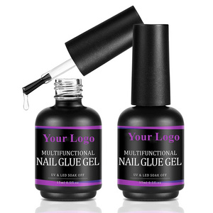 Wholesale Customize Logo 3 in 1 High Viscosity Art Decoration Strong Adhesion Super Glue Uv Gel Nail Tips Nail Gel Glue