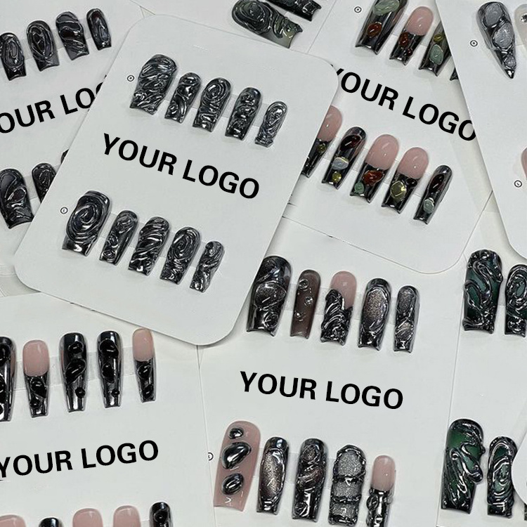 Free Sample Private Label Cover Artificial Art Press On Acrylic Nails New Design Press On Nails Designer Custom OEM False Nails