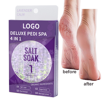 Lavender Pedi 4 Set Clean & Effective Sugar Scrub Pedi In A Box Foot Mask Treatment Pedicure Spa Kit 4 In 1