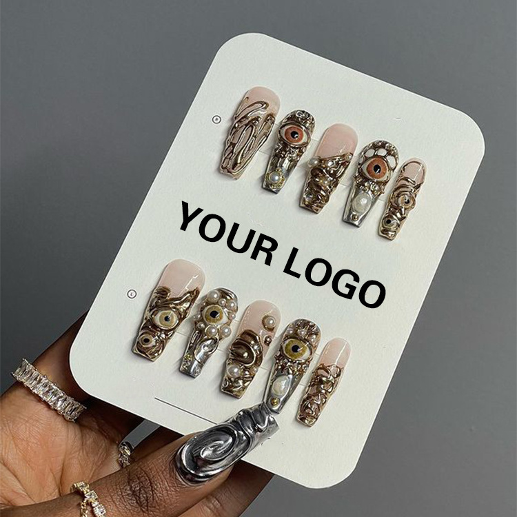 Free Sample Private Label Cover Artificial Art Press On Acrylic Nails New Design Press On Nails Designer Custom OEM False Nails