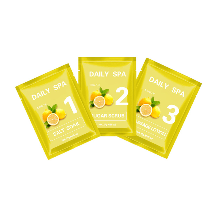 Lemon Pedicure Kit Spa 3 Step Smoothing Sugar Scrubs Deep Hydration All-natural Jelly Pedi In A Box 3 In 1