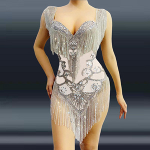 Novance Y1838 Customized Dress For Women Quality Rhinestone Party Dress Hot Luxury Rhinestone Transparent Night Wear Club Dress